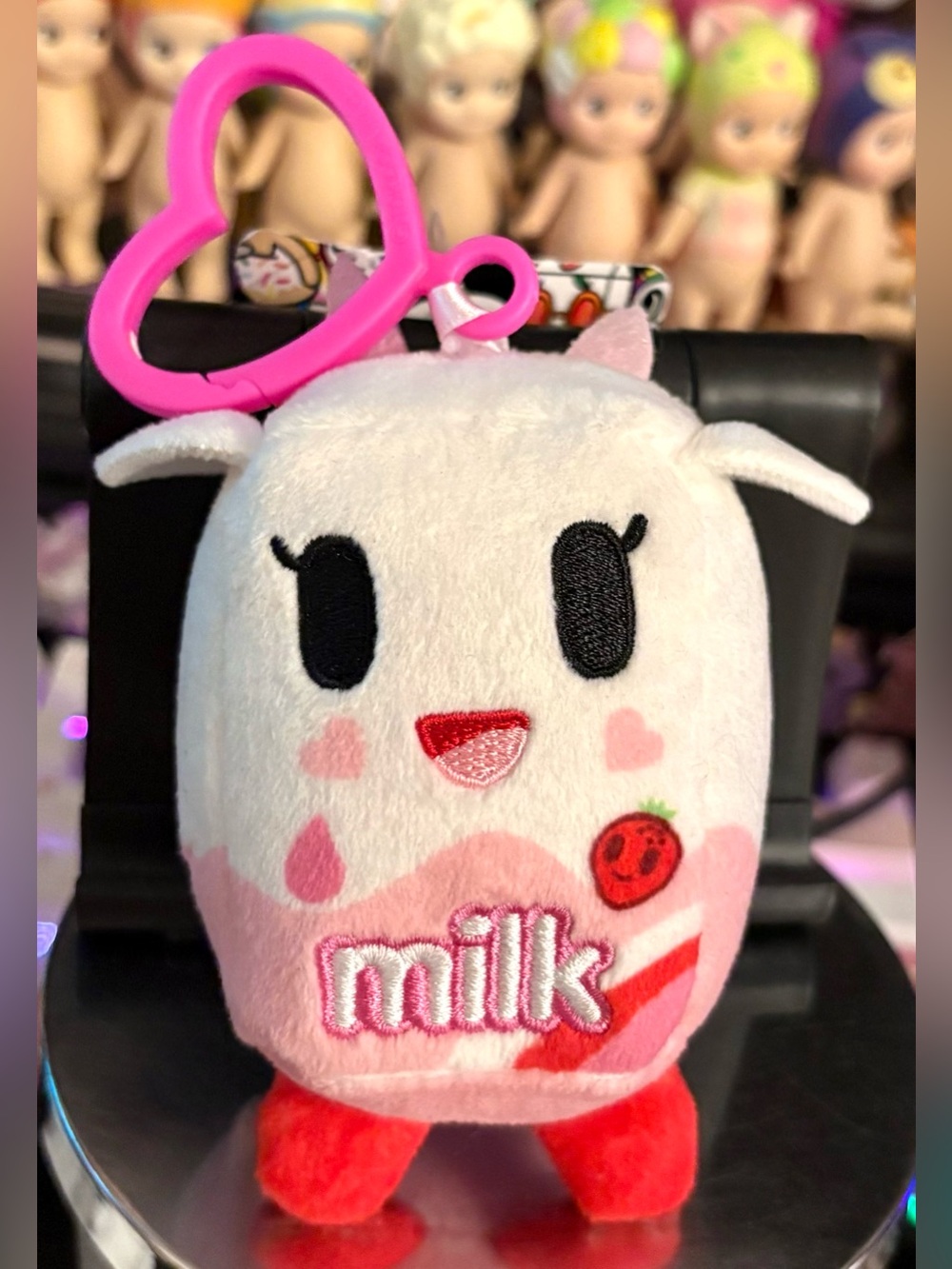 Tokidoki Strawberry Milk Moofia Stuffed Plush Keychain Bag Charm Accessory
